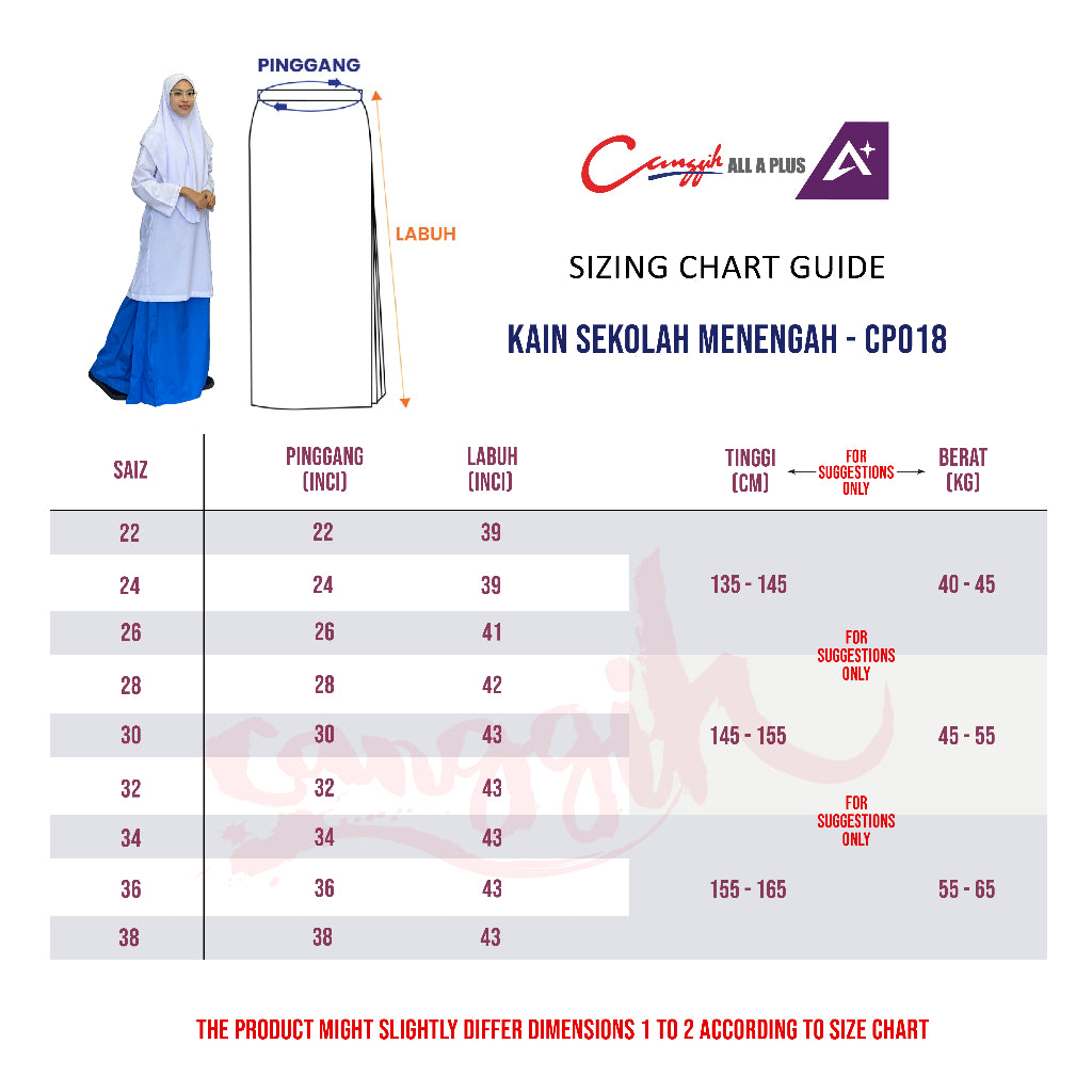 Canggih Kain Sekolah Menengah Perempuan - Blue - CG-CP 018