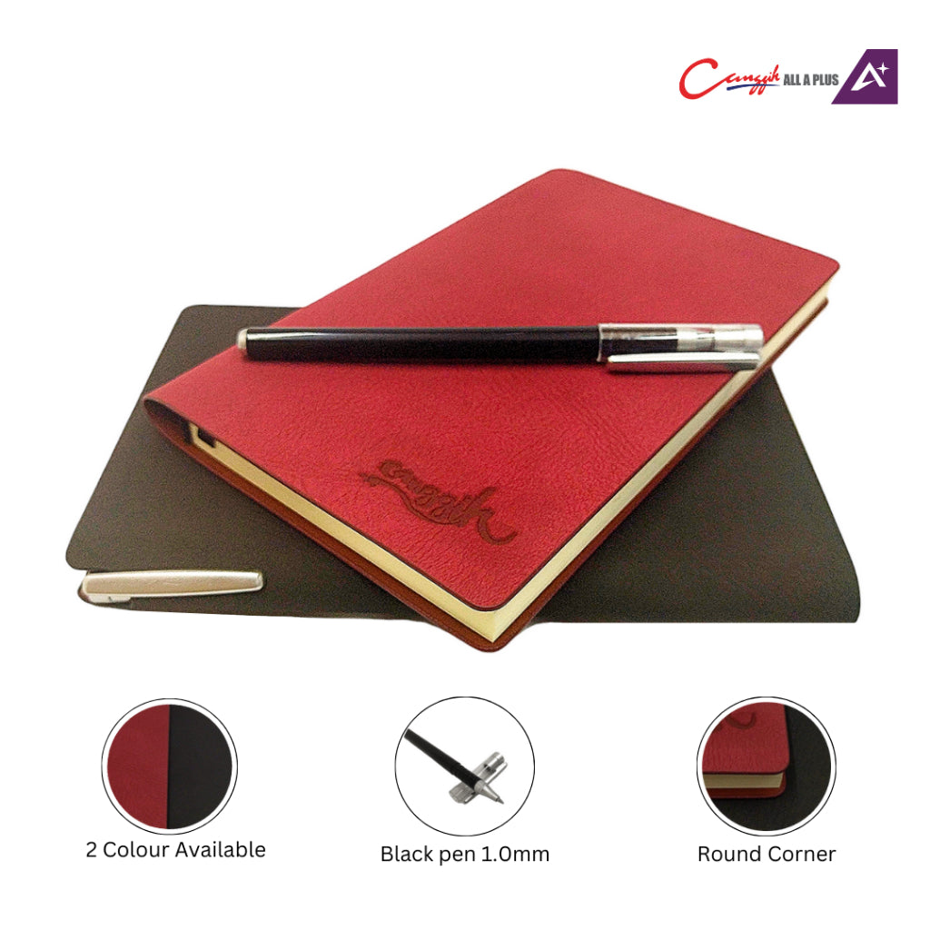 Canggih Notebook Velvet Cover 60 Pages (12 cm x 19 cm) With 1 Black Pen (Free Gift)  - CG-NB V03