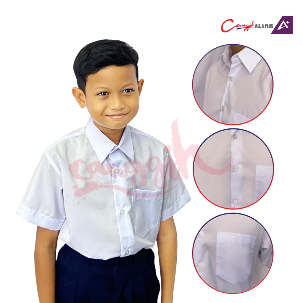 Canggih Baju Kemeja Lelaki Lengan Pendek - White - CG-CP 001