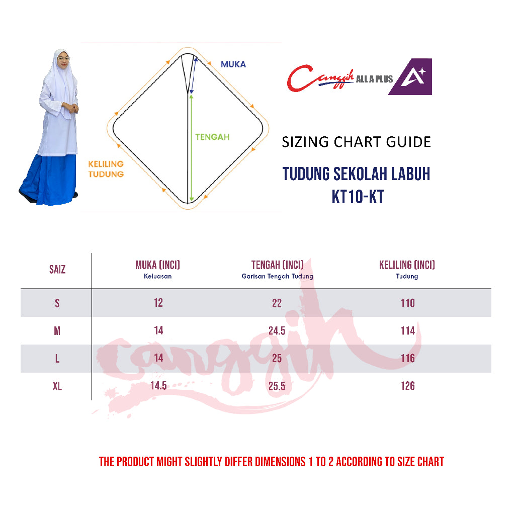 Canggih Tudung Putih Sekolah Labuh - White - CG-KT 10