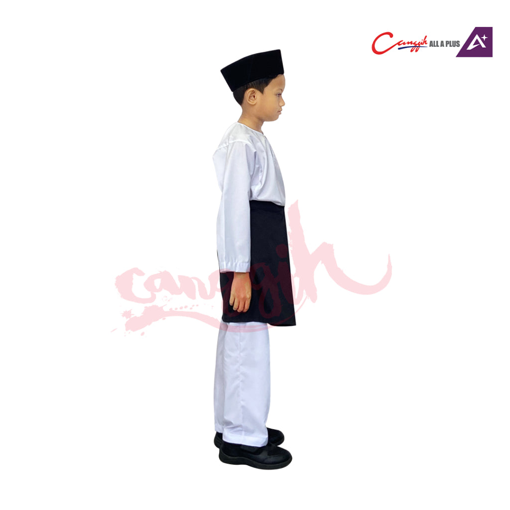 Canggih Baju Melayu Johor Sekolah Agama Lelaki - White - CG-BJ 401