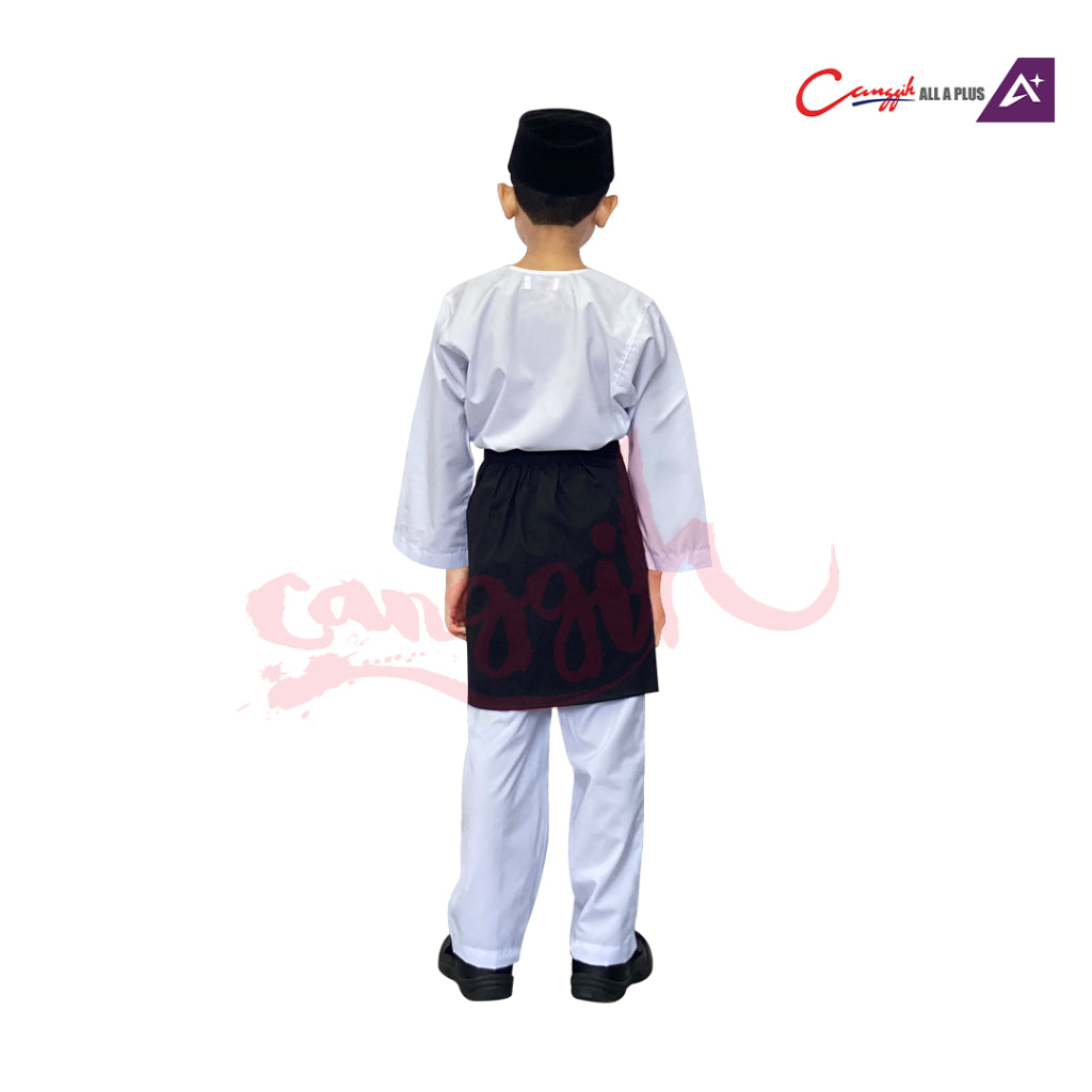 Canggih Baju Melayu Johor Sekolah Agama Lelaki - White - CG-BJ 401