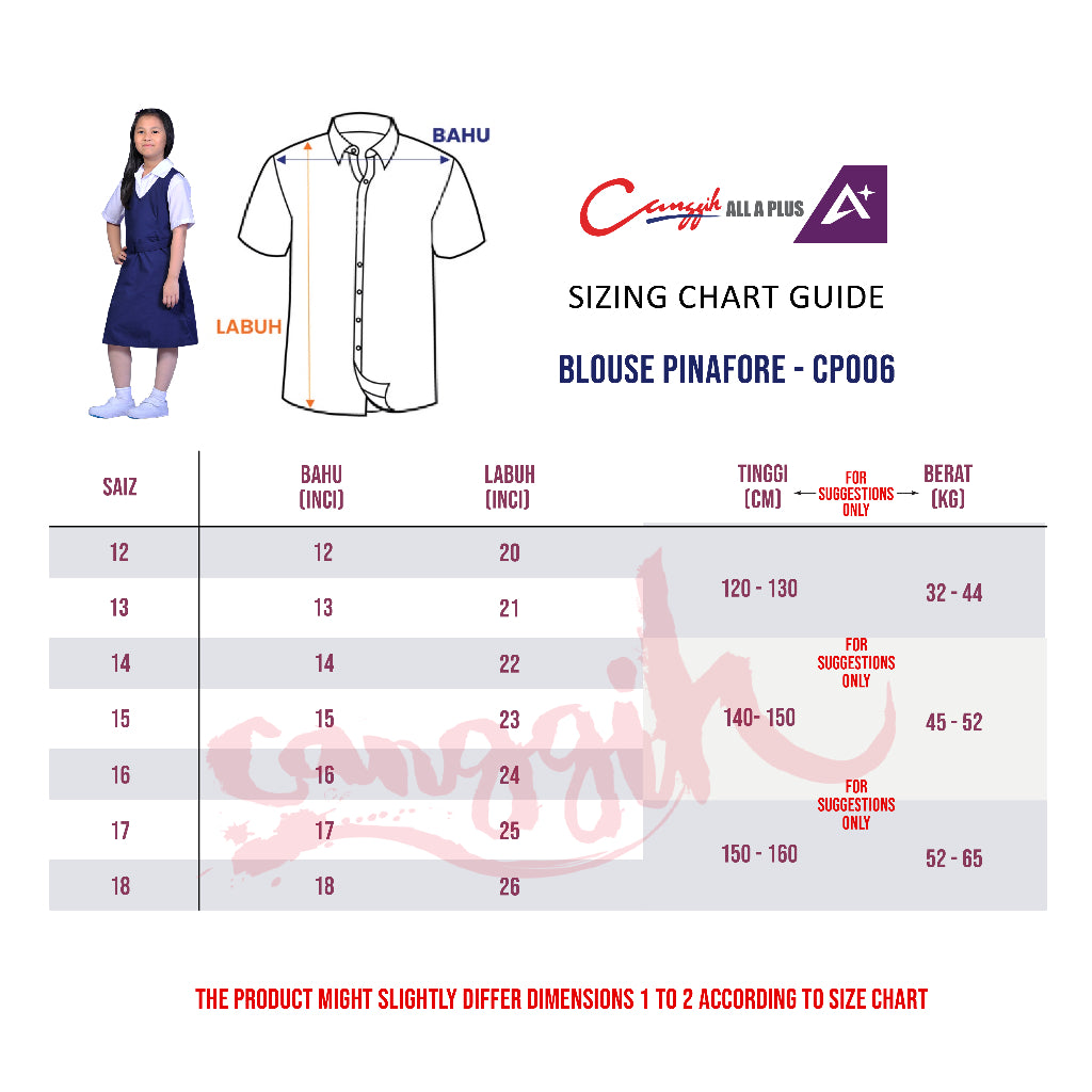 Canggih Blouse Pinafore Perempuan - White - CG-CP 006