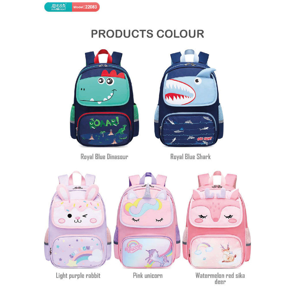 Sun Eight Checkz School Backpack Safety Chest Buckle Lightweight Unicorn Dinosaur Rabbit Bag | 199 Days Warranty