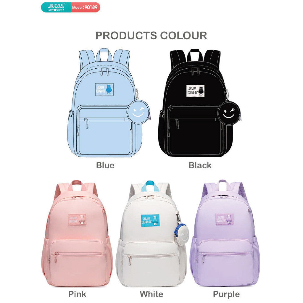 Sun Eight Simple Trendy & Clean Design Backpack Waterproof Material Scratch Resistant (15" Laptop) | 199 Days Warranty