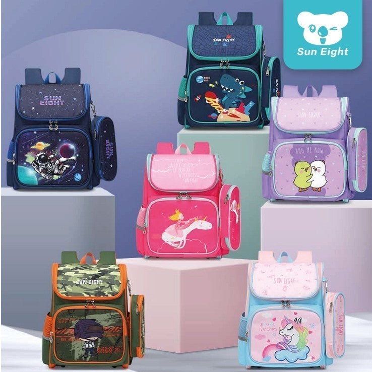 Sun Eight Lightz School Bag Cartoon Design Ergonomic Backpack Lightweight Big Capacity Reflective | 199 Days Warranty