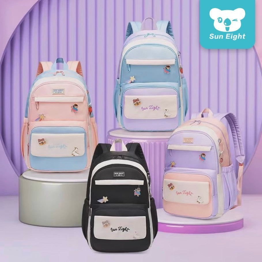 Sun Eight Kidoz School Backpack Light Cute Fashion Big Capacity Multi Compartment Side Bottle Pocket | 199 Days Warranty