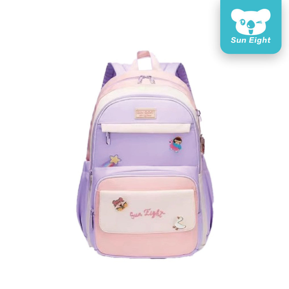 Sun Eight Kidoz School Backpack Light Cute Fashion Big Capacity Multi Compartment Side Bottle Pocket | 199 Days Warranty