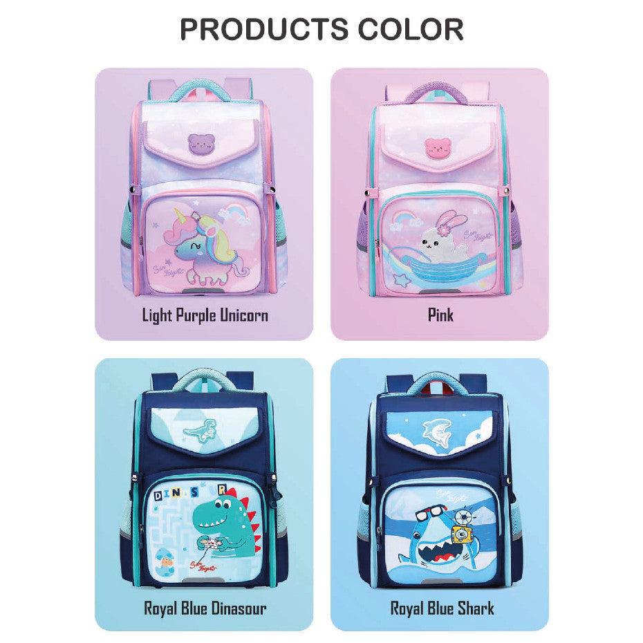 Sun Eight Trives School Backpack Unisex Cartoon Design Ergonomic Bag with Chest Buckle | 199 Days Warranty